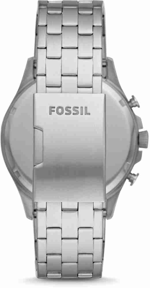 Fossil Forrester Chronograph Blue Dial Silver Steel Strap Watch for Men - FS5605