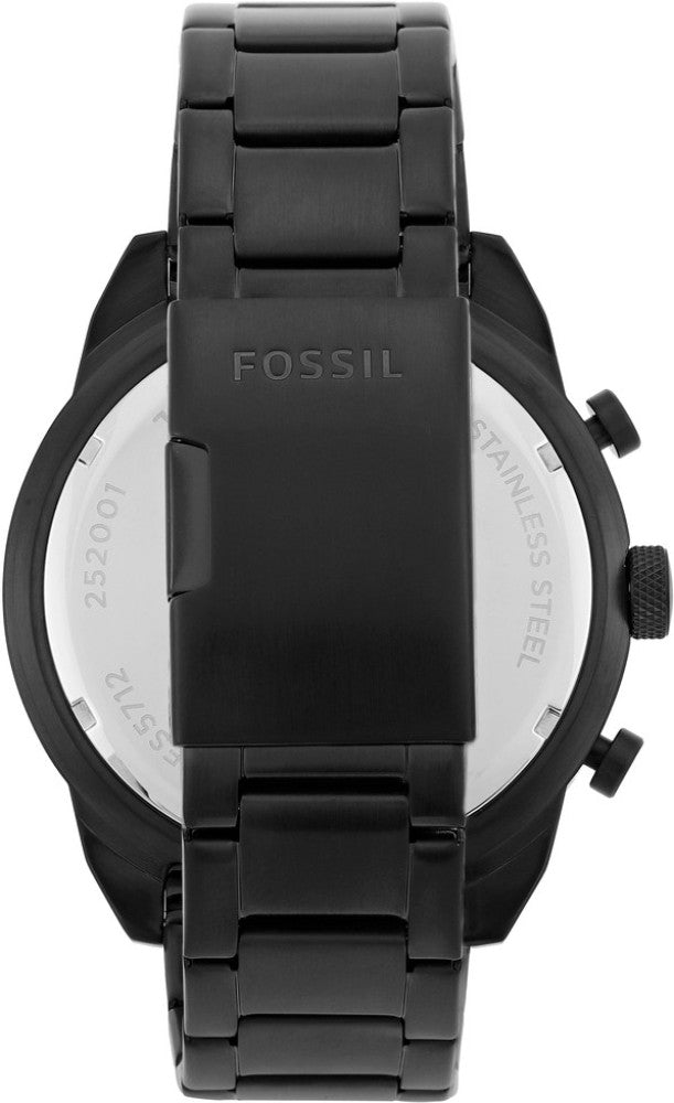 Fossil Bronson Chronograph Black Dial Black Steel Strap Watch for Men - FS5712