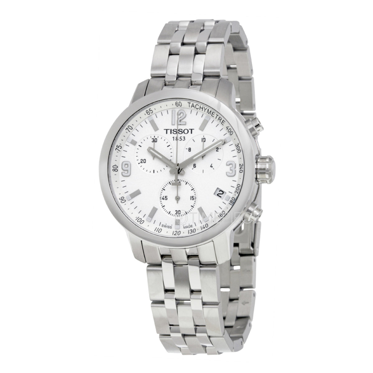 Tissot PRC 200 Chronograph White Dial Silver Steel Strap Watch For Men - T055.417.11.017.00