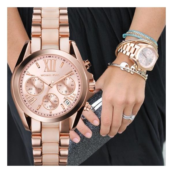 Michael Kors Bradshaw Rose Gold Dial Two Tone Steel Strap Watch for Women - MK6066