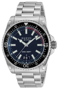 Gucci Dive Quartz Black Dial Silver Steel Strap Watch For Men - YA136212