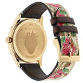 Gucci G Timeless Multicolored Floral Dial White Leather Strap Watch For Women - YA1264084