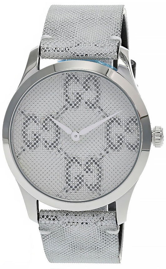 Gucci G Timeless Quartz Grey Dial Grey Leather Strap Watch For Men - YA1264058