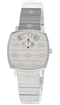 Gucci Grip Quartz Silver Dial Silver Steel Strap Watch For Men - YA157501
