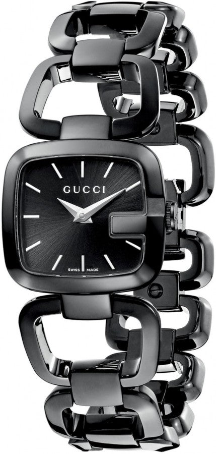 Gucci G Gucci Black Dial Black Steel Strap Watch For Women - YA125403