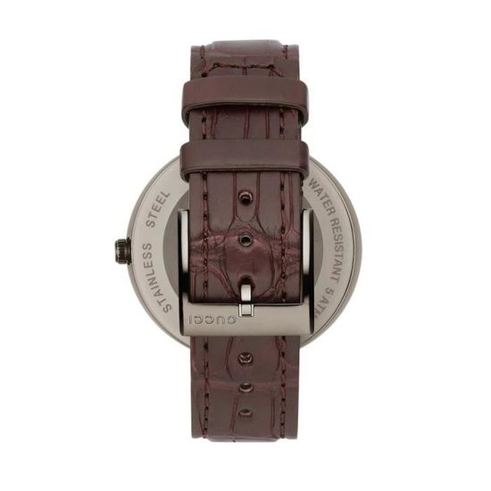 Gucci Interlocking G Black Dial Brown Leather Strap Watch For Women - YA133304