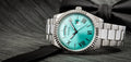 Guess Connoisseur Turquoise Dial Silver Steel Strap Watch for Men - GW0265G11