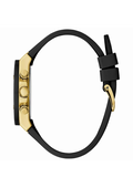Guess Athena Gold Dial Black Rubber Strap Watch for Women - GW0030L2