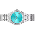 Guess Cosmo Diamonds Turquoise Dial Silver Steel Strap Watch for Women - GW0033L7