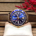 Versace Hellenyium GMT Blue Dial Brown Leather Strap Watch for Men - V11080017