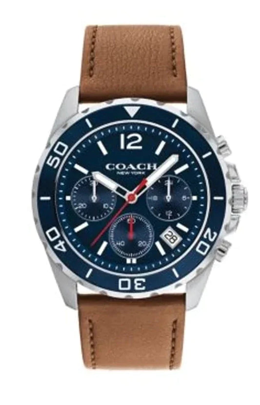 Coach Kent Blue Dial Brown Leather Strap Watch for Men - 14602560