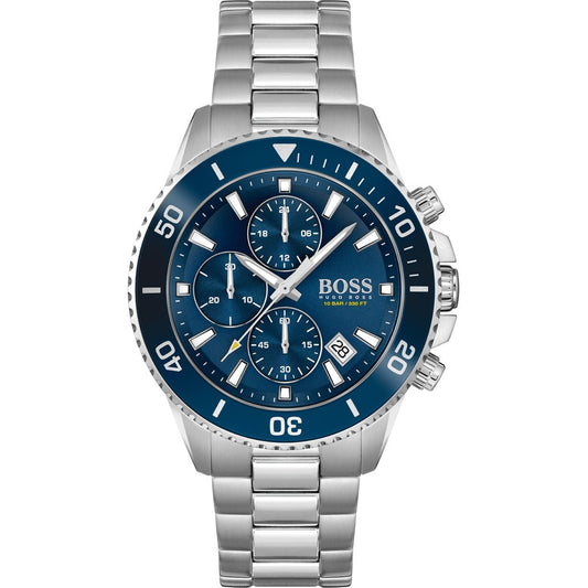 Hugo Boss Admiral Blue Dial Silver Steel Strap Watch for Men - 1513907