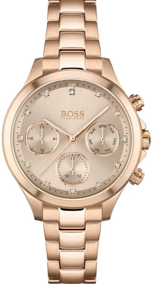 Hugo Boss Carnation Gold Dial Gold Steel Strap Watch for Women - 1502592