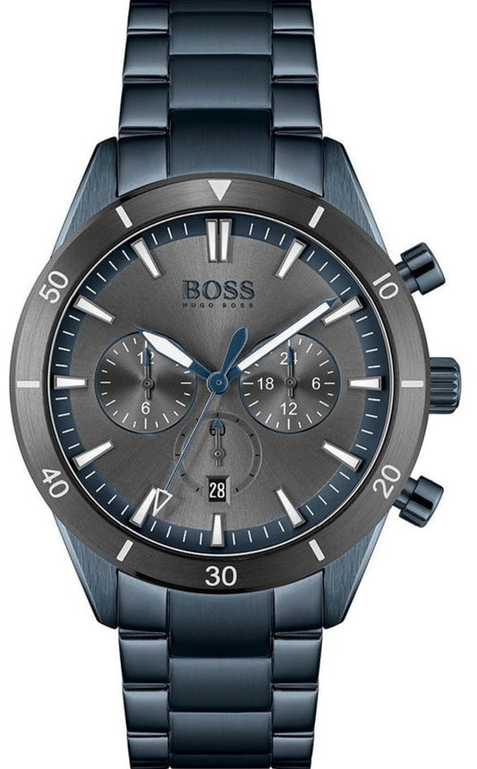 Hugo Boss Santiago Grey Dial Blue Steel Strap Watch for Men - 1513865
