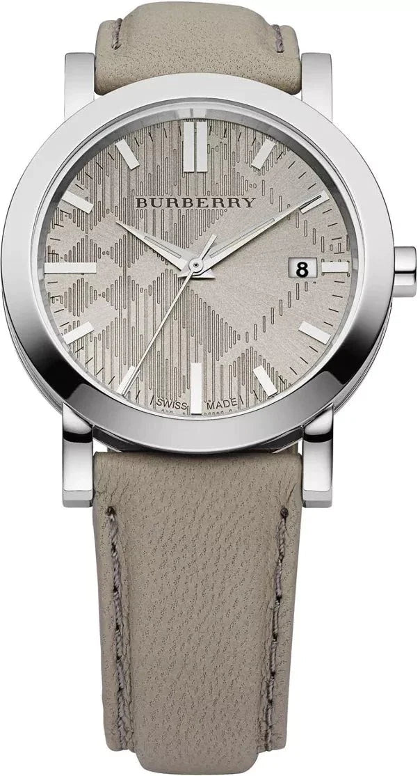 Burberry Grey Dial Beige Leather Strap Unisex Watch - BU1754