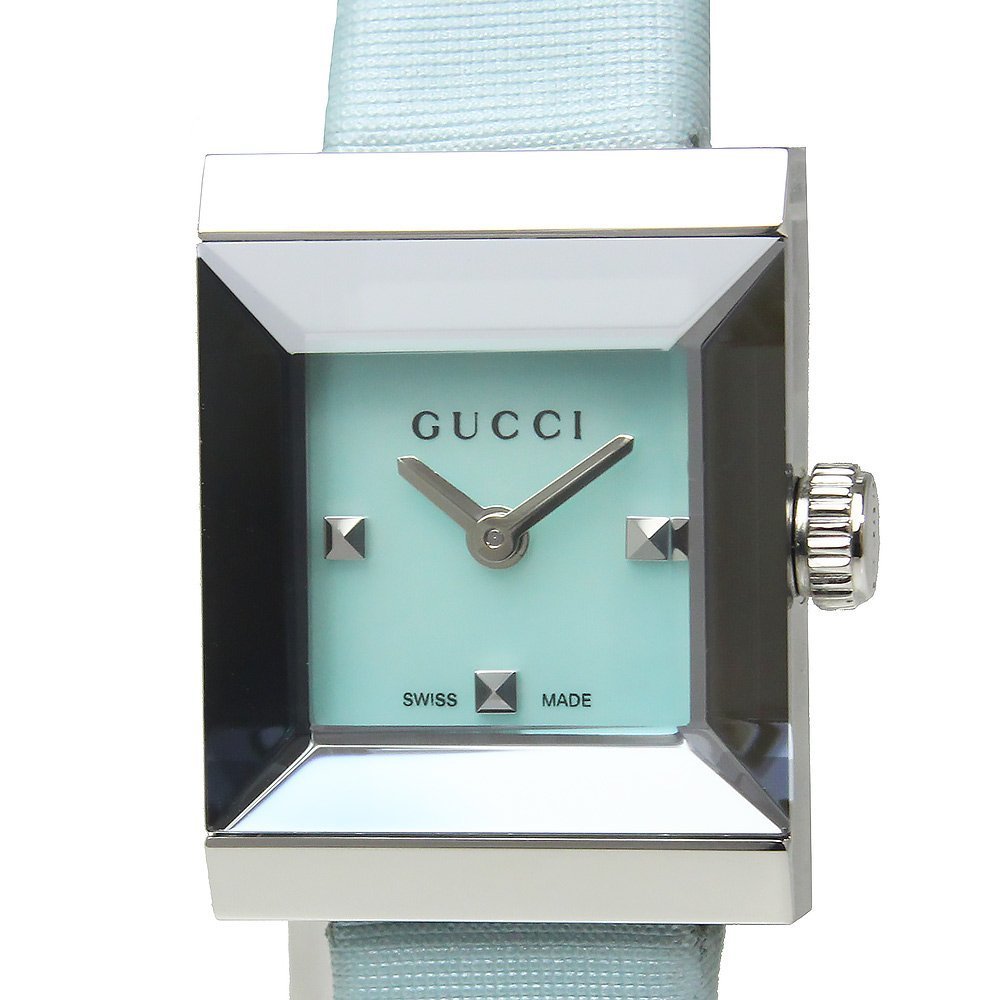 Gucci G Frame Blue Mother of Pearl Dial Blue Leather Strap Watch For Women - YA128531