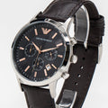 Emporio Armani Renato Chronograph Grey Dial Brown Leather Strap Watch For Men - AR2513