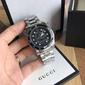 Gucci Dive Snake Motif Black Dial Silver Steel Strap Watch For Men - YA136218