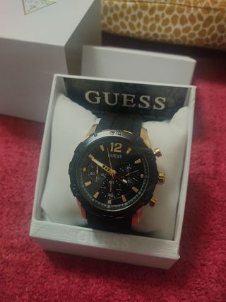 Guess Caliber Chronograph Black Dial Black Rubber Strap Watch for Men - W0864G3