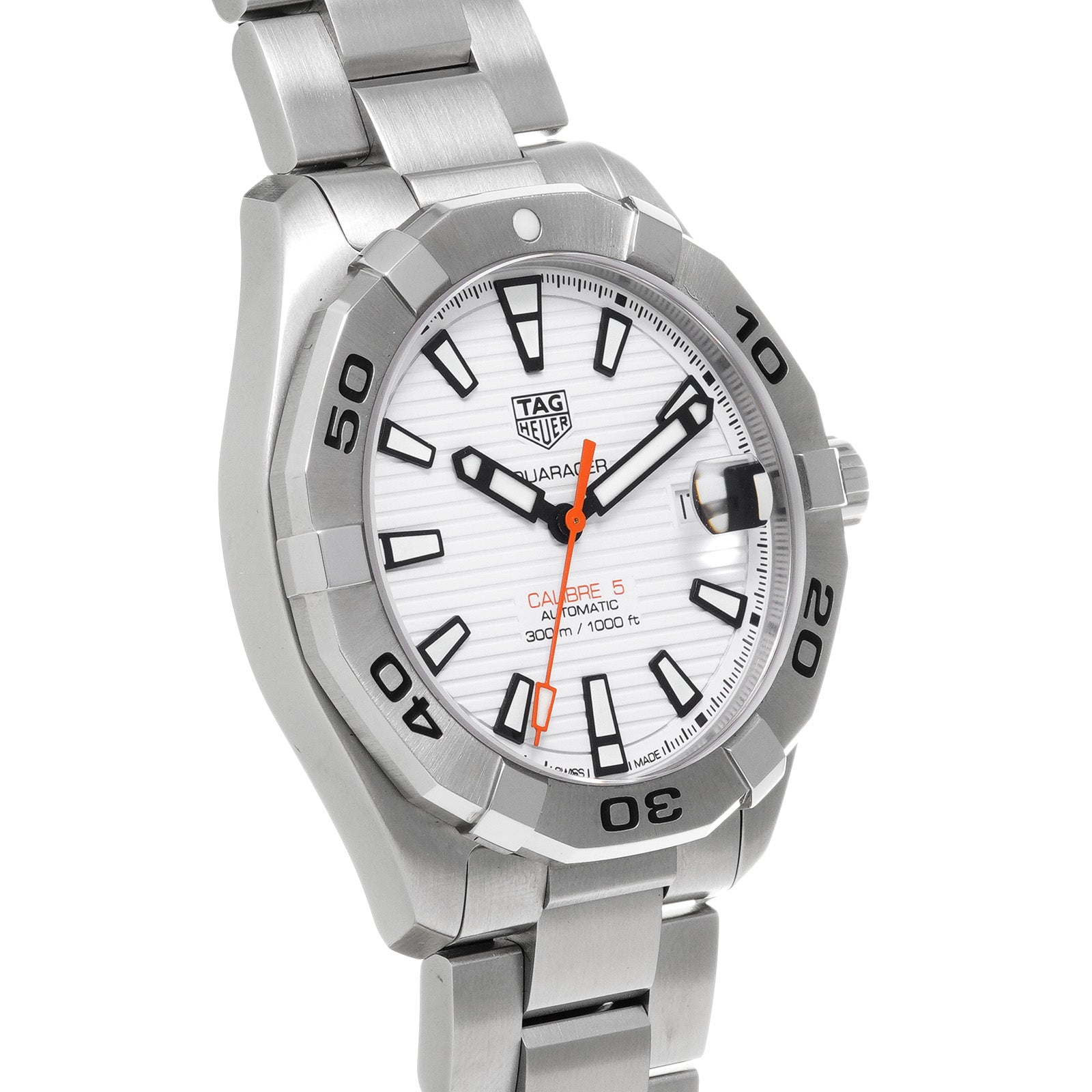 Tag Heuer Aquaracer Calibre 5 Automatic White Dial Silver Steel Strap Watch for Men - WBD2111.BA0928