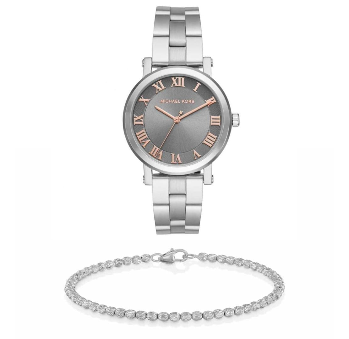 Michael Kors Norie Grey Dial Silver Steel Strap Watch for Women - MK3559