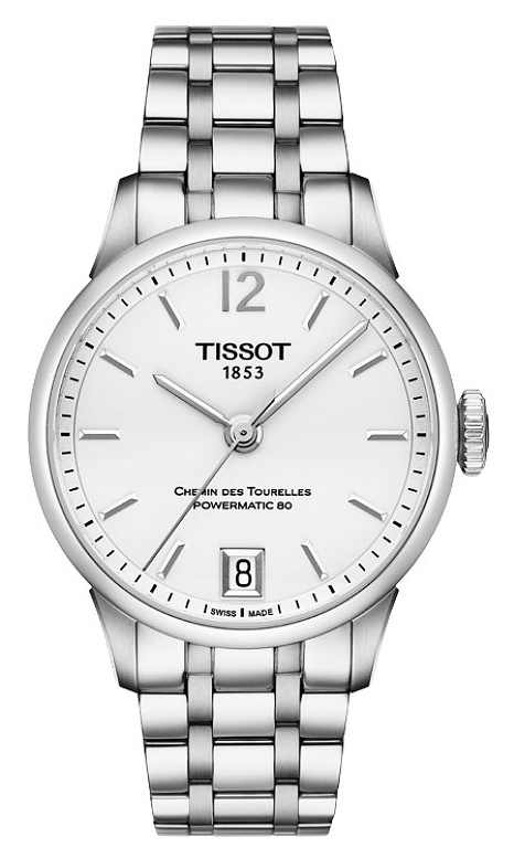 Tissot Chemin Des Tourelles Powermatic 80 Lady White Dial Silver Steel Strap Watch For Women - T099.207.11.037.00