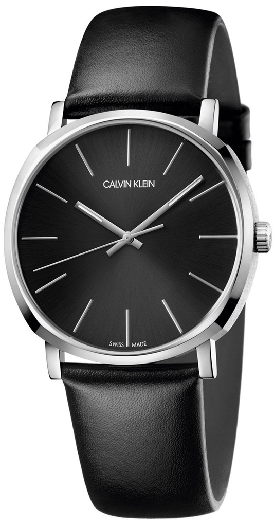 Calvin Klein Posh Black Dial Black Leather Strap Watch for Men - K8Q311C1