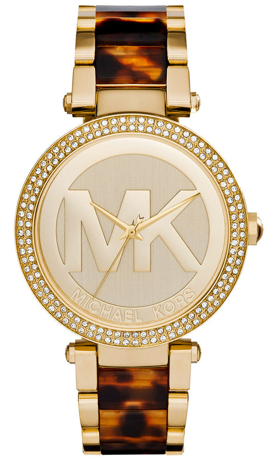 Michael Kors Parker Chronograph Gold Dial Two Tone Steel Strap Watch for Women - MK6109