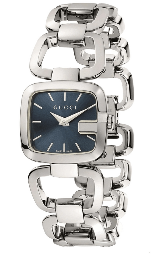 Gucci G Ladies Blue Dial Silver Steel Strap Watch For Women - YA125508