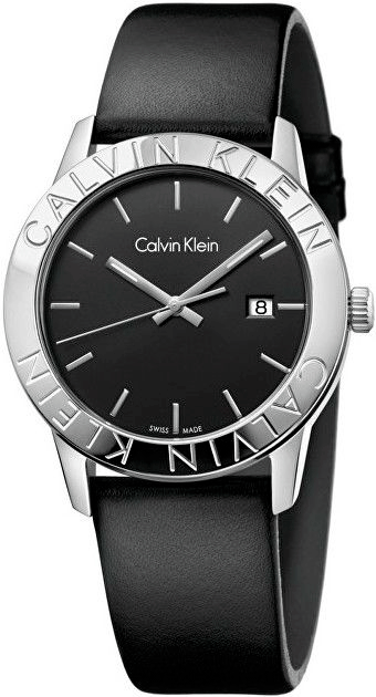Calvin Klein Steady Black Dial Black Leather Strap Watch for Women - K7Q211C1