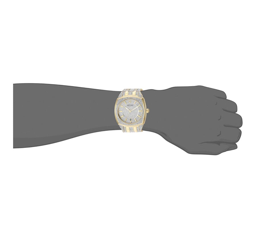 Bulova Phantom Crystal Silver Dial Two Tone Steel Strap Watch for Men - 98B323