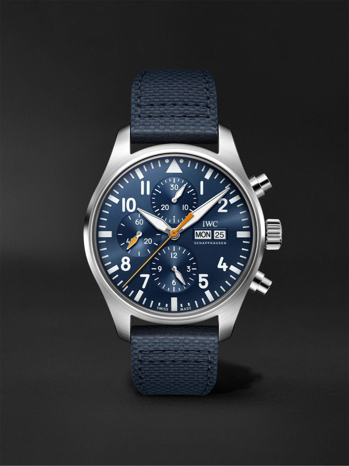 IWC Pilot's Automatic Chronograph 43mm Blue Dial Blue Calfskin Strap Watch for Men - IW377729