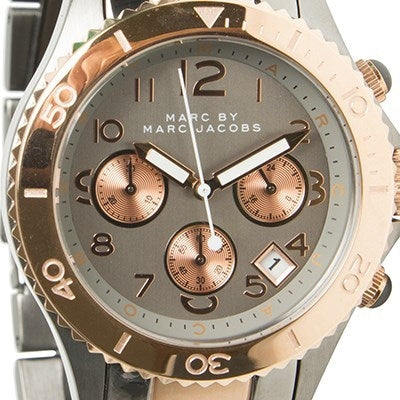 Marc Jacobs Marc Chronograph Grey Dial Two Tone Steel Strap Watch for Men - MBM3157