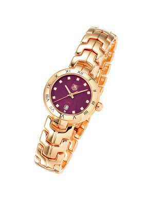 Tag Heuer Link Diamonds Purple Dial Rose Gold Steel Strap Watch for Women - WAT1440.BG0959