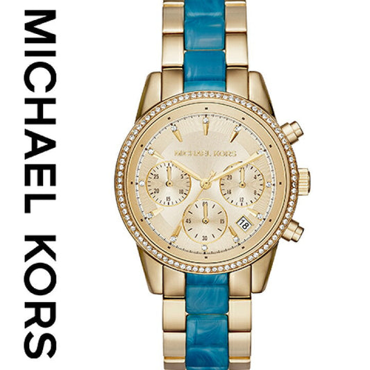 Michael Kors Ritz Gold Dial Two Tone Steel Strap Watch for Women - MK6328