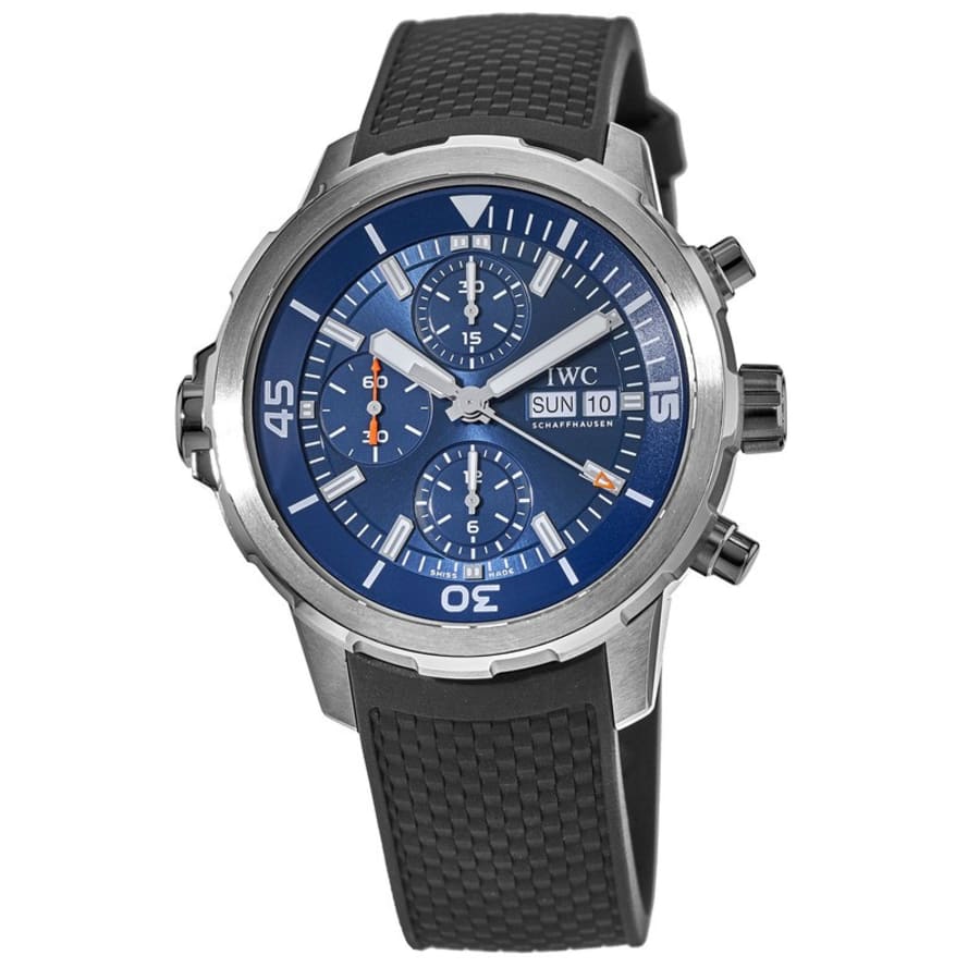 IWC Aquatimer Automatic Chronograph 44mm Blue Dial Black Rubber Strap Watch for Men - IW376805