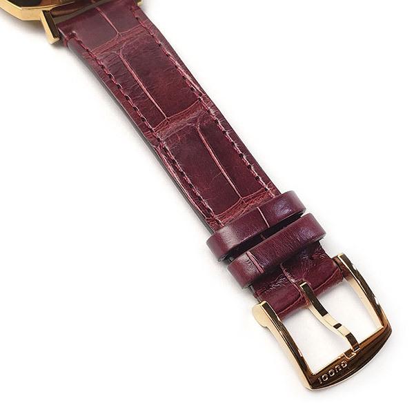 Gucci Grip Quartz Gold Dial Maroon Leather Strap Watch For Women - YA157402