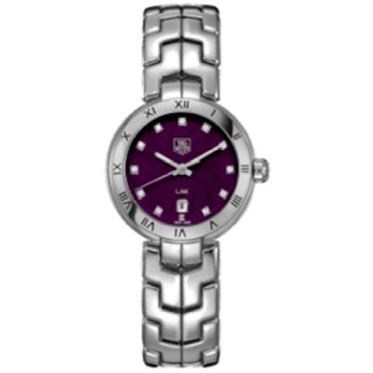 Tag Heuer Link Diamonds Purple Dial Silver Steel Strap Watch for Women - WAT1418.BA0954