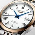 Longines Record Automatic 18K Gold White Dial Two Tone Steel Strap Watch for Men - L2.821.5.11.7
