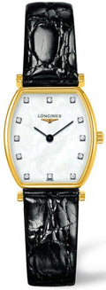 Longines La Grande Classique de Longines Tonneau Mother of Pearl Dial Black Leather Strap Watch for Women - L4.205.2.87.2