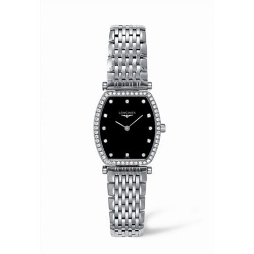 Longines La Grande Classique de Longines Diamonds Black Dial Silver Steel Strap Watch for Women - L4.288.0.58.6