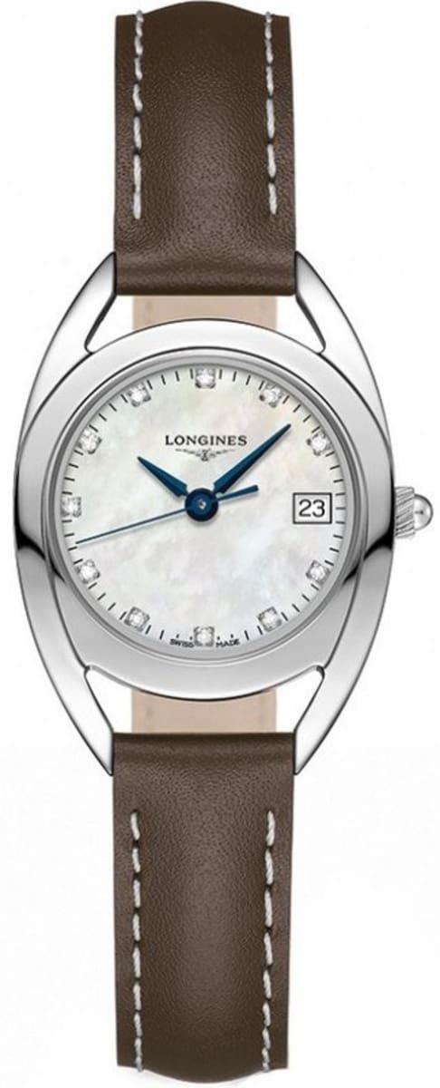 Longines Equestrian Diamonds Mother of Pearl Dial Brown Leather Strap Watch for Women - L6.136.0.87.2