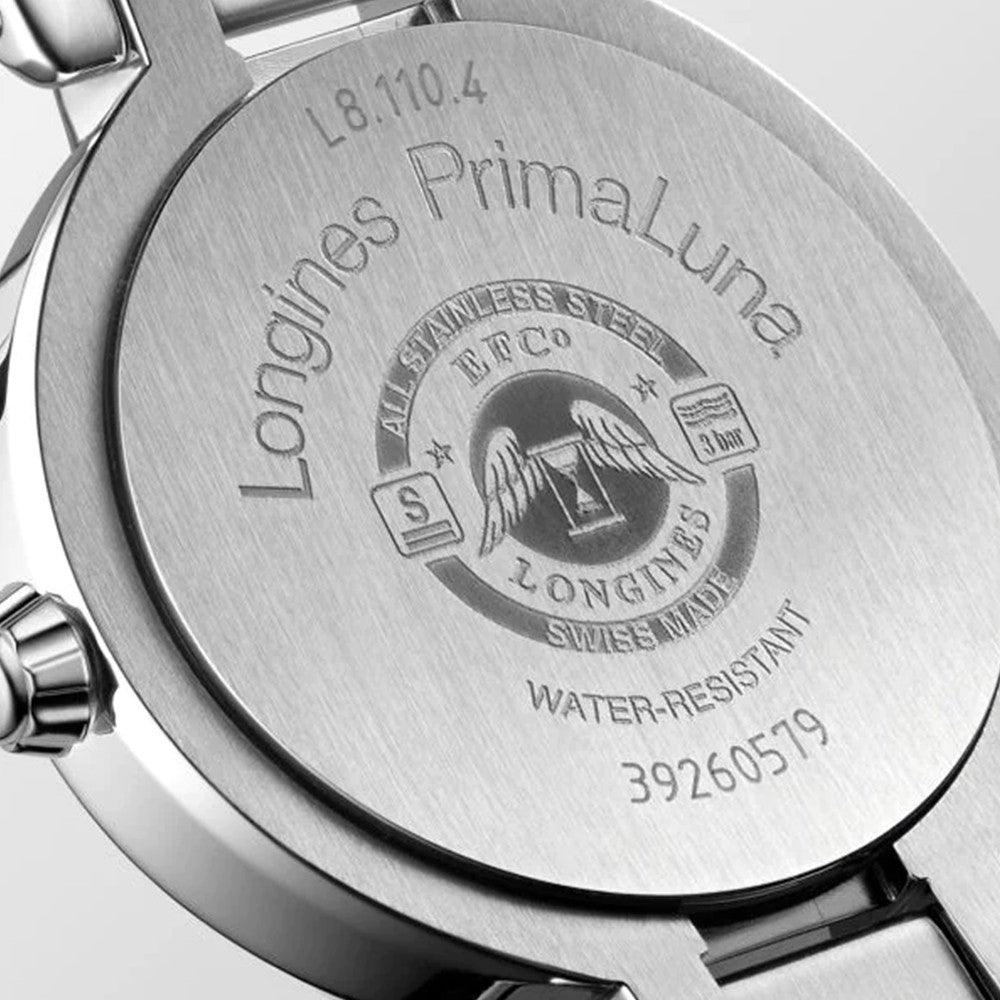 Longines PrimaLuna Quartz Diamonds Silver Dial Two Tone Steel Strap Watch for Women - L8.110.5.95.6