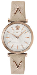 Versace V-Twist White Dial White Leather Strap Watch for Women - VELS00419