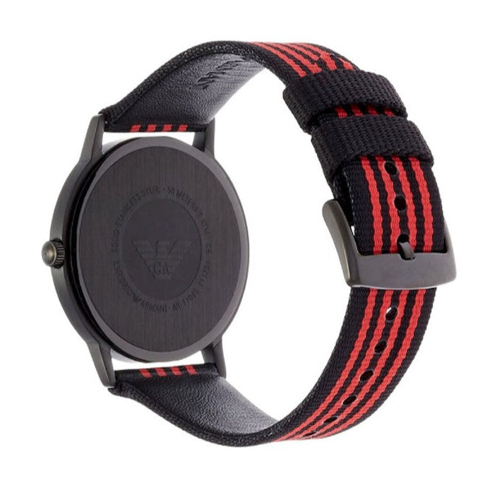 Emporio Armani Kappa Black Dial Two Tone NATO Strap Watch For Men - AR11015