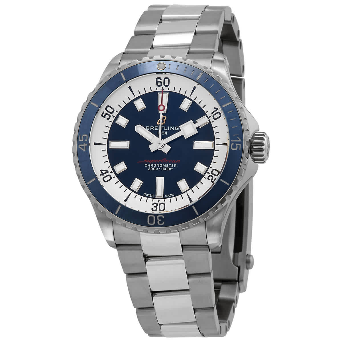 Breitling Superocean Automatic 42mm Blue Dial Silver Steel Strap Watch for Men - A17375E71C1A1