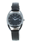 Longines Equestrian Quartz Diamond Black Dial Black Leather Strap Watch for Women - L6.136.4.57.0