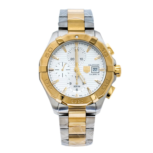 Tag Heuer Aquaracer Automatic Chronograph Silver Dial Two Tone Steel Strap Watch for Men - CAY2121.BB0923
