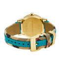 Burberry Heritage Gold Dial Turquoise Leather Strap Watch for Women - BU9112
