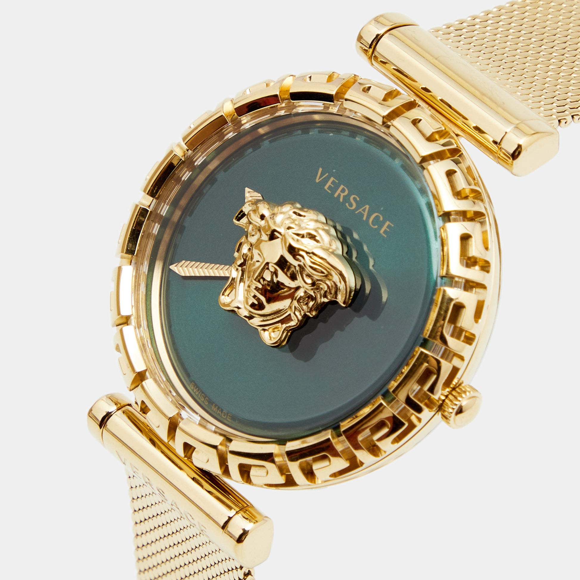 Versace Palazzo Empire Greca Green Dial Gold Mesh Bracelet Watch for Women - VEDV00819
